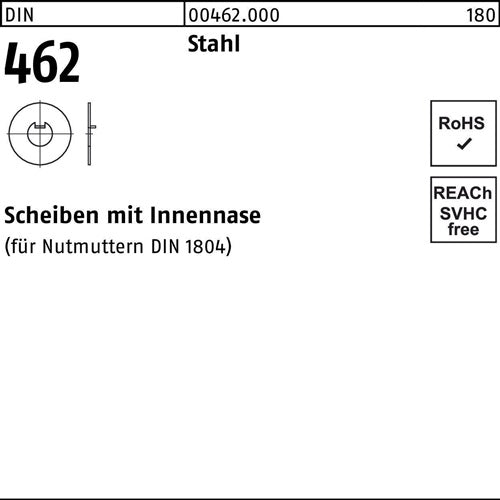 Scheibe DIN 462 mInnennase 30 Stahl 50 Stück