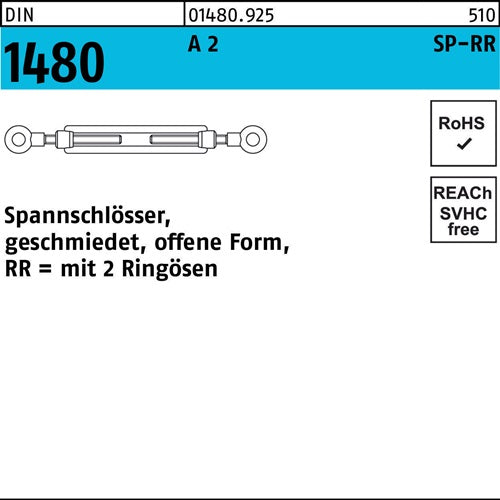 Spannschlossmutter DIN 1480 offen m2Ringösen SP-RR M 6 A 2 1 Stück