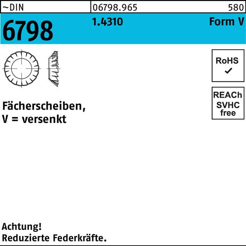 Fächerscheibe DIN 6798 FormV versenkt V 32 14310 1000 Stück - VPE: 1000