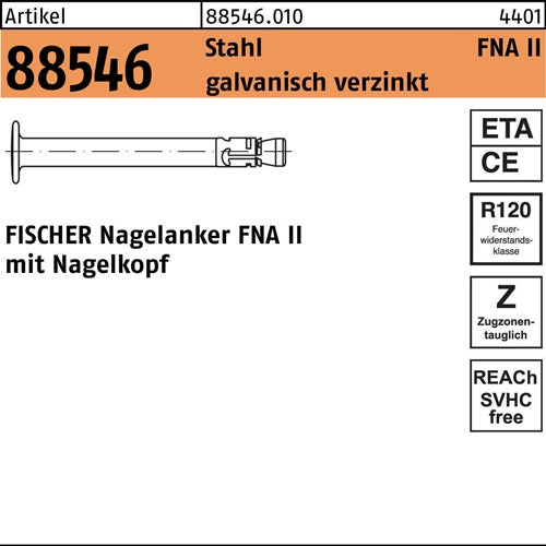 Nagelanker R 88546 FNAII 6x25/5 Stahl galvverz 100 Stück FISCHER - VPE: 100