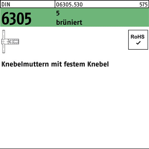 Knebelmutter DIN 6305 festem Knebel M12 5 brüniert 1 Stück