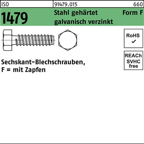 Blechschraube ISO 1479 Zapfen/6-kt 63x22 -F Stahl gehärtet galvverz 250St - VPE: 250