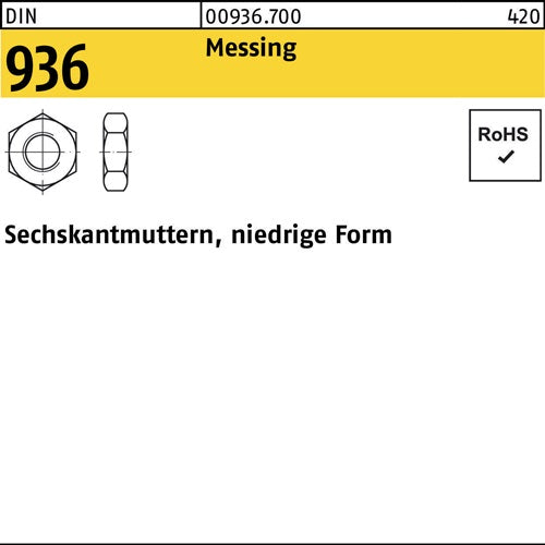 Sechskantmutter DIN 936 M 36 Messing 1 Stück