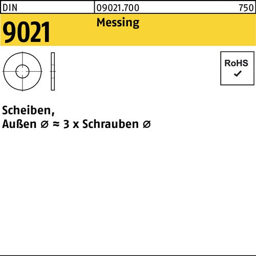 Unterlegscheibe DIN 9021 64x18x16 Messing 1000 Stück - VPE: 1000