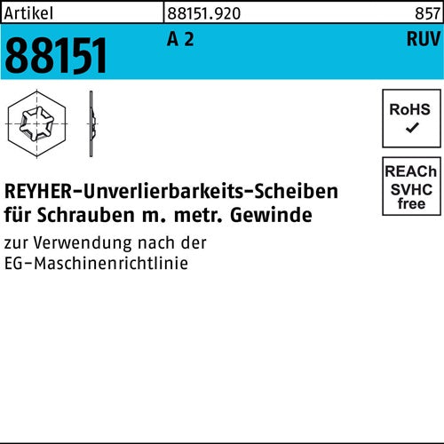 Unverlierbarkeitsscheibe R 88151 M8x 16x 05 A 2 100 Stück - VPE: 100