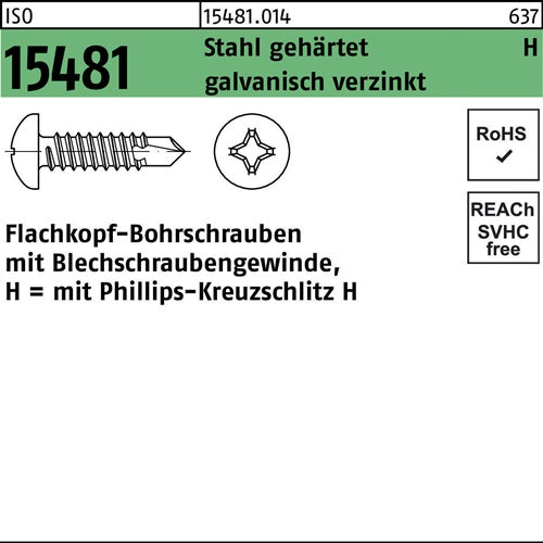 FLAKObohrschraube ISO 15481 PH ST 29x13-H Stahl gehärtet galvverz 1000St - VPE: 1000