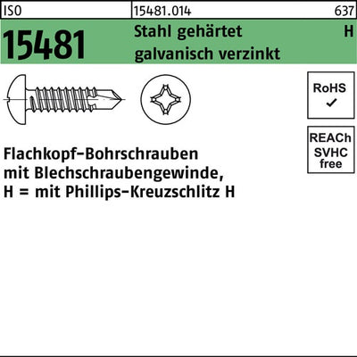 FLAKObohrschraube ISO 15481 PH ST 42x16-H Stahl gehärtet galvverz 1000St - VPE: 1000