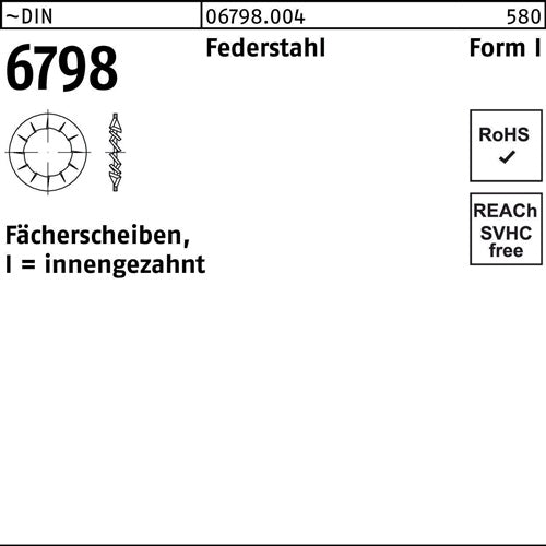 Fächerscheibe DIN 6798 FormI innengezahnt I 53 Federstahl 500 Stück - VPE: 500