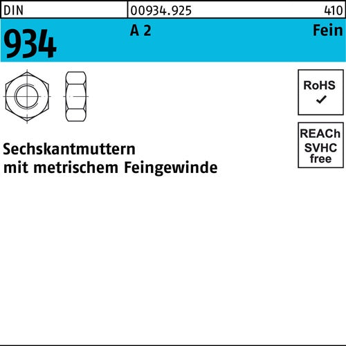 Sechskantmutter DIN 934 M 30 x 15 A 2 1 Stück
