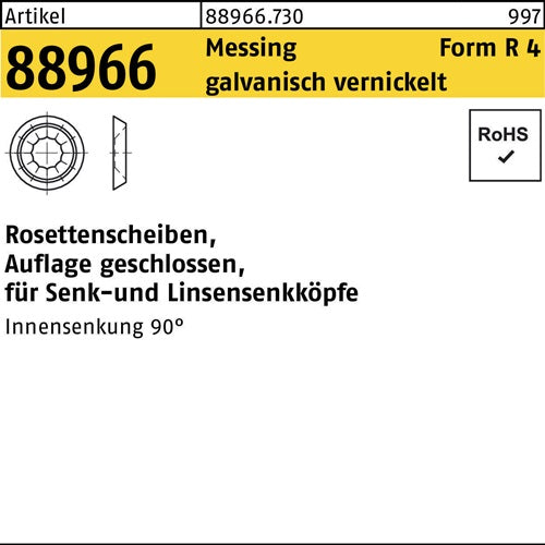 Rosettenscheibe R 88966 geschl 70x120x34 Messing galv vernickelt 100St - VPE: 100