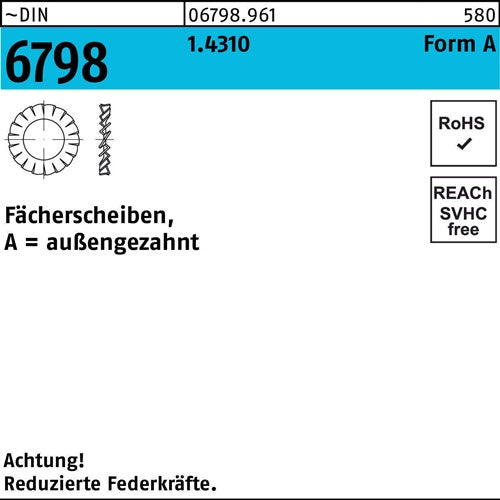 Fächerscheibe DIN 6798 FormA außengezahnt A 17 14310 50 Stück - VPE: 50