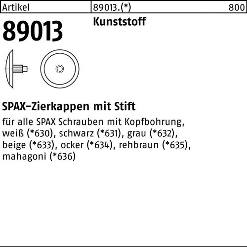 Kappe R 89013 Kopfbohrung beige Ku 500 Stück SPAX - VPE: 500