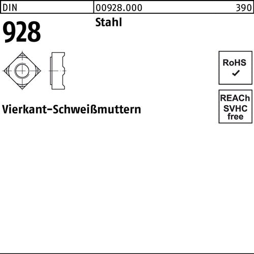 Vierkantanschweißmutter DIN 928 M5 Stahl 1000 Stück - VPE: 1000