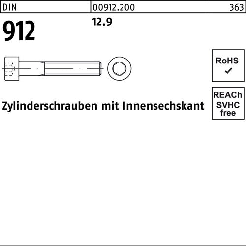 Zylinderschraube DIN 912 mInnensechskant M 5 x 30 129 500 Stück