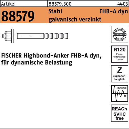 Highbond-Anker R 88579 dyn 12x100/50 Stahl galvverz 10 Stück FISCHER - VPE: 10