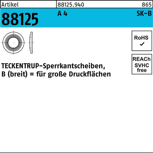 Sperrkantscheibe R 88125 B 10x2725x24 A 4 500 Stück TECKENTRUP - VPE: 500