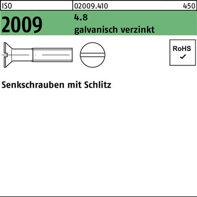 Senkschraube ISO 2009 mSchlitz M 8 x 90 48 galvanisch verzinkt 100 Stück