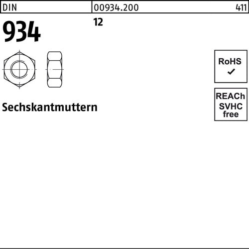 Sechskantmutter DIN 934 M 16 12 100 Stück