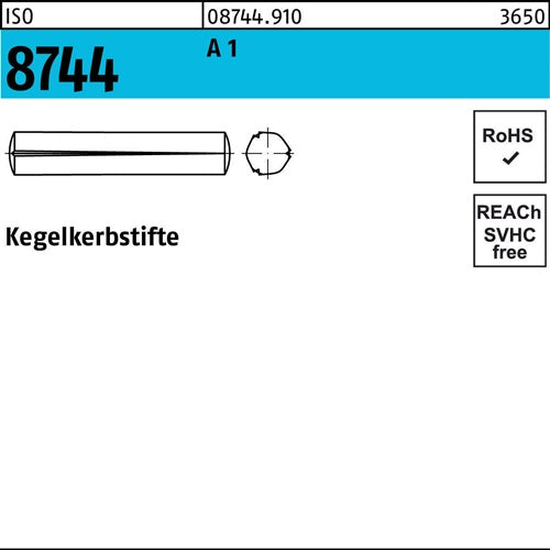 Kegelkerbstift ISO 8744 3x 12 A 1 100 Stück - VPE: 100