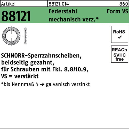 Sperrzahnscheibe R 88121 beidsgez VS27x39x25 Federstmechverz 100St SCHNORR - VPE: 100