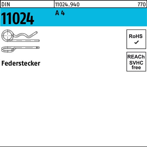 Federstecker DIN 11024 8 / 451-56 A 4 10 Stück