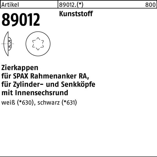 Kappe R 89012 weiss Ku weiß 500 Stück SPAX - VPE: 500