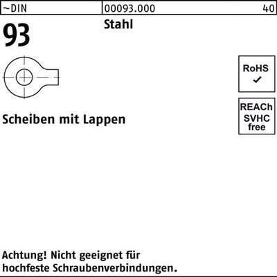 Unterlegscheibe DIN 93 mLappen 15 Stahl 100 Stück