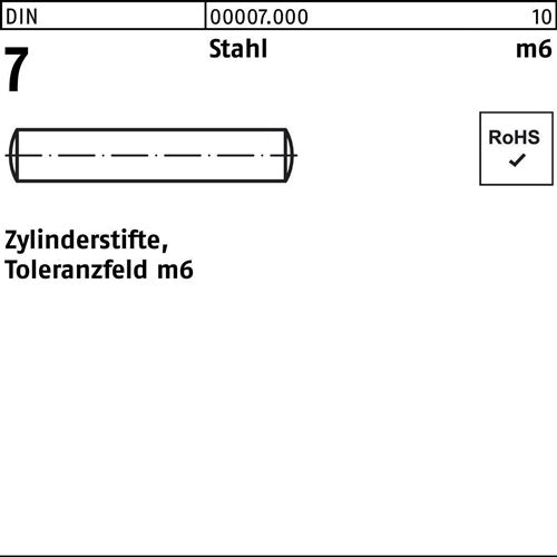 Zylinderstift DIN 7 13 m6 x 80 Stahl DIN 7 25 Stück