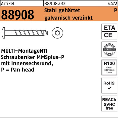Schraubanker R 88908 MMSplus-P 6x35/1 T30 Stahl galvverz 100St HECO - VPE: 100