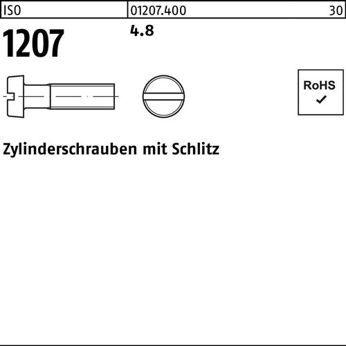 Zylinderschraube ISO 1207 mSchlitz M 5 x 80 48 200 Stück