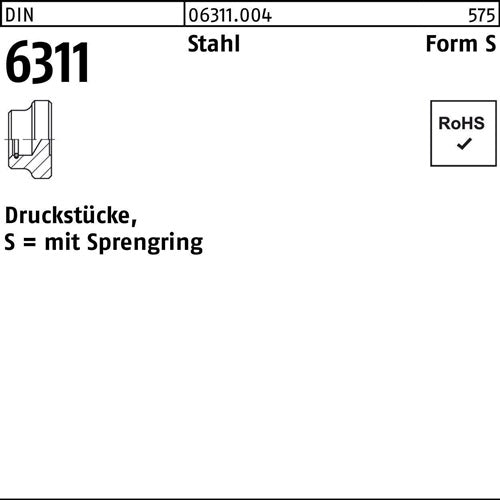 Druckstück DIN 6311 Sprengring S 12 M6 Stahl 10 Stück - VPE: 10