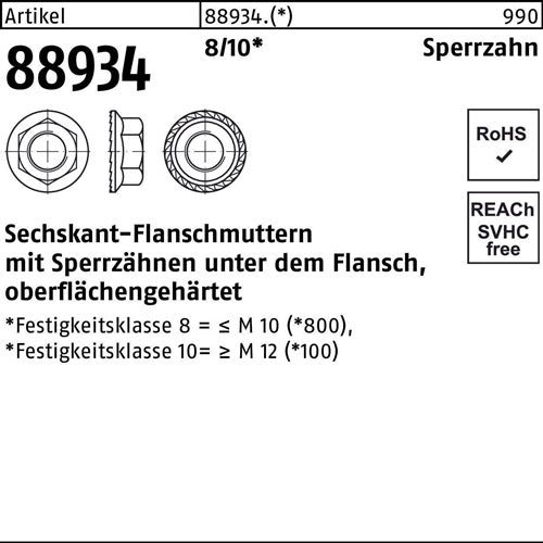 Sechskantflanschmutter R 88934 Sperrzahn M5 8 500 Stück - VPE: 500