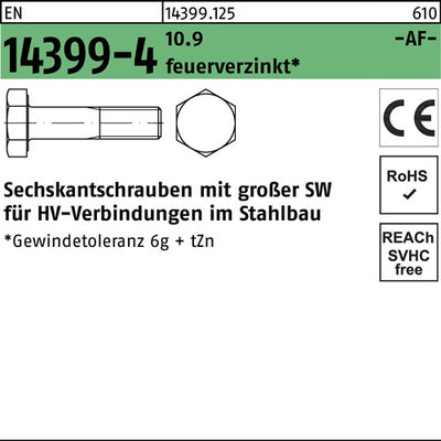 Sechskantschraube EN 14399-4 M12x 110 109 feuerverz 1 Stück FRIEDBERG