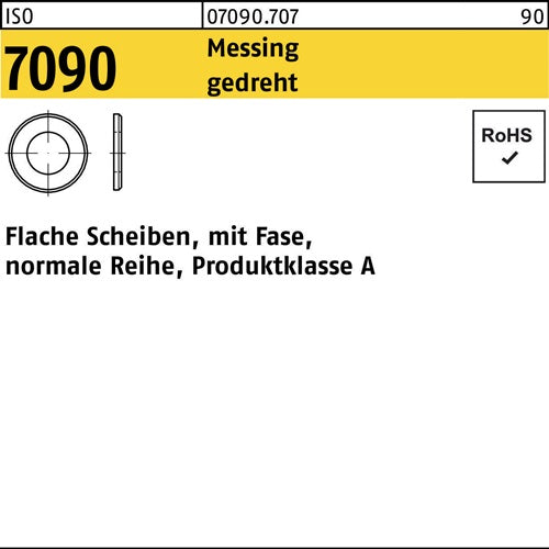 Unterlegscheibe ISO 7090 mFase 16 Messing gedreht 100 Stück - VPE: 100