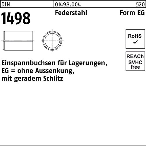 Einspannbuchse DIN 1498 Form EG EG 25/32 x 20 Federstahl 1 Stück