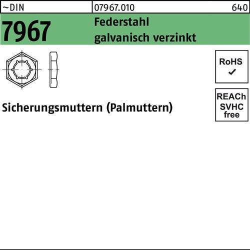 Sicherungsmutter DIN 7967 M20 Federstahl galvverz 250 Stück - VPE: 250
