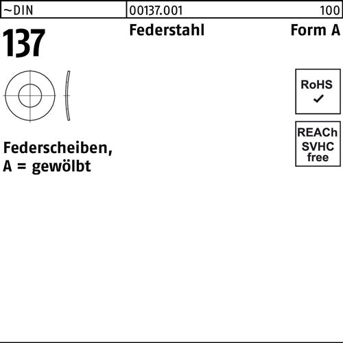 Federscheibe DIN 137 A 5 Federstahl 1000 Stück