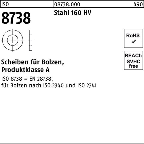 Unterlegscheibe ISO 8738 fBolzen 50 Stahl 160 HV 50 Stück - VPE: 50