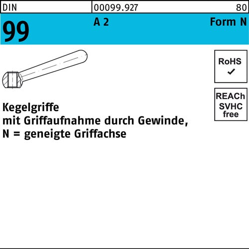 Kegelgriff DIN 99 N 125 M 16 A 2 geneigte Griffachse 1 Stück