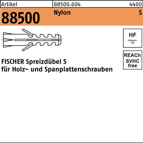 Dübel R 88500 S 8x 40/6 Nylon 200 Stück FISCHER - VPE: 200