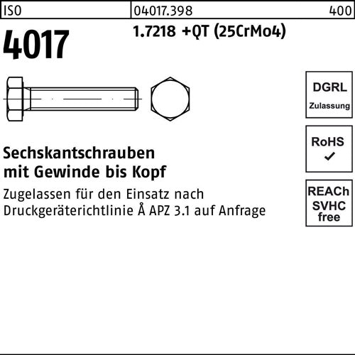 Sechskantschraube ISO 4017 VG M 16 x 70 17218 +QT (25CrMo4) 25 Stück BUFAB