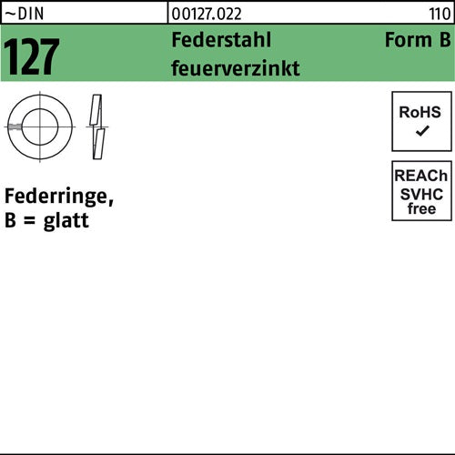 Federring DIN 127 B 6 Federstahl feuerverzinkt 1000 Stück