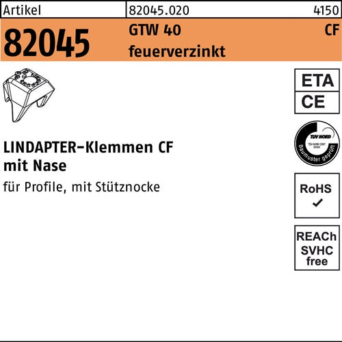 Klemme R 82045 GTW 40 CF M16 Sphäroguß feuerverz 1 Stück LINDAPTER