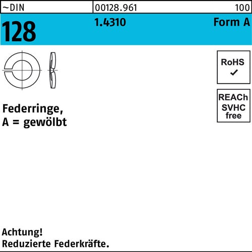 Federring DIN 128 A 3 14310 100 Stück