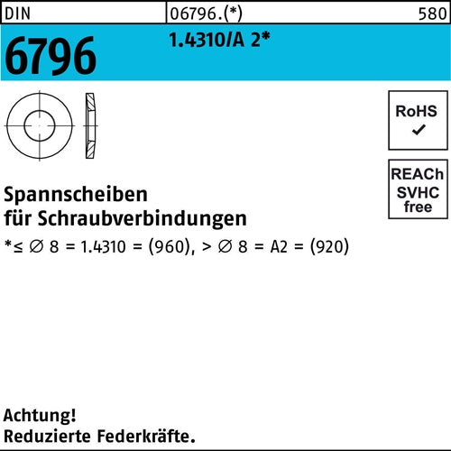 Spannscheibe DIN 6796 10x 23x 25 14310/A 2 500 Stück - VPE: 500