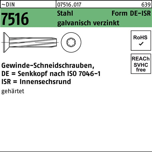 Gewindeschneidschraube DIN 7516 SEKO ISR DE M5x10-T25 Stahl galvverz 1000St - VPE: 1000