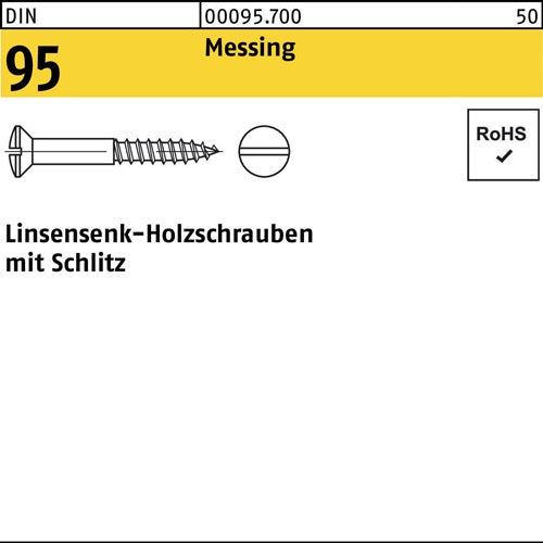 Holzschraube DIN 95 Linsensenkkopf Schlitz 35 x 12 Messing 200 Stück