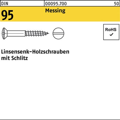 Holzschraube DIN 95 Linsensenkkopf Schlitz 45 x 25 Messing 200 Stück