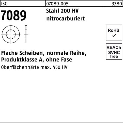 Unterlegscheibe ISO 7089 oFase 36 Stahl 200 HV nitrocarburiert 50 Stück - VPE: 50