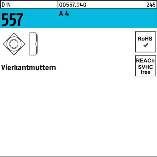 Vierkantmutter DIN 557 M 12 SW 19 A 4 50 Stück